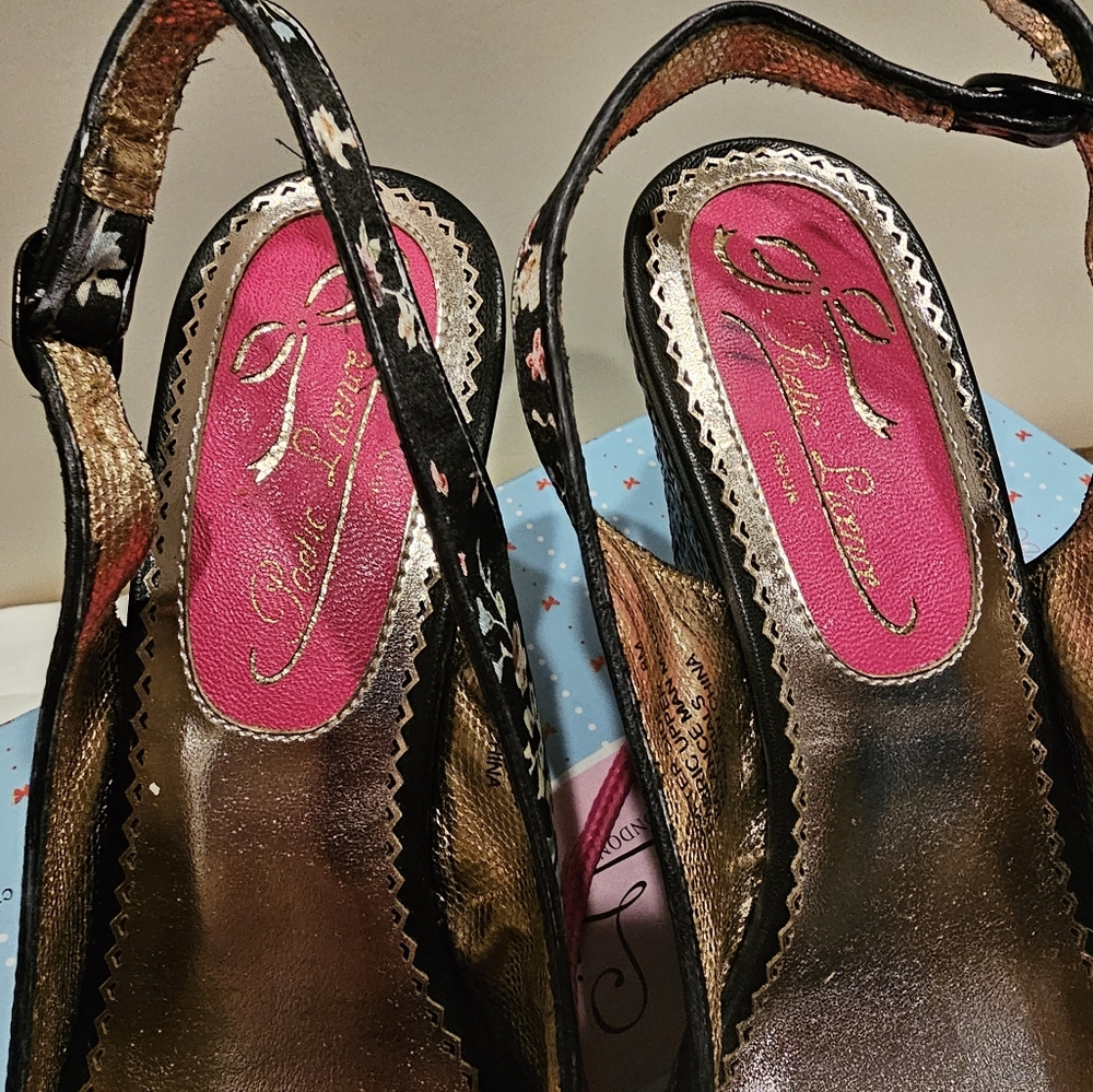 Poetic Licence Softer Side floral PeepToe Slingback Platform Wedge 8M New in box - Picture 15 of 16